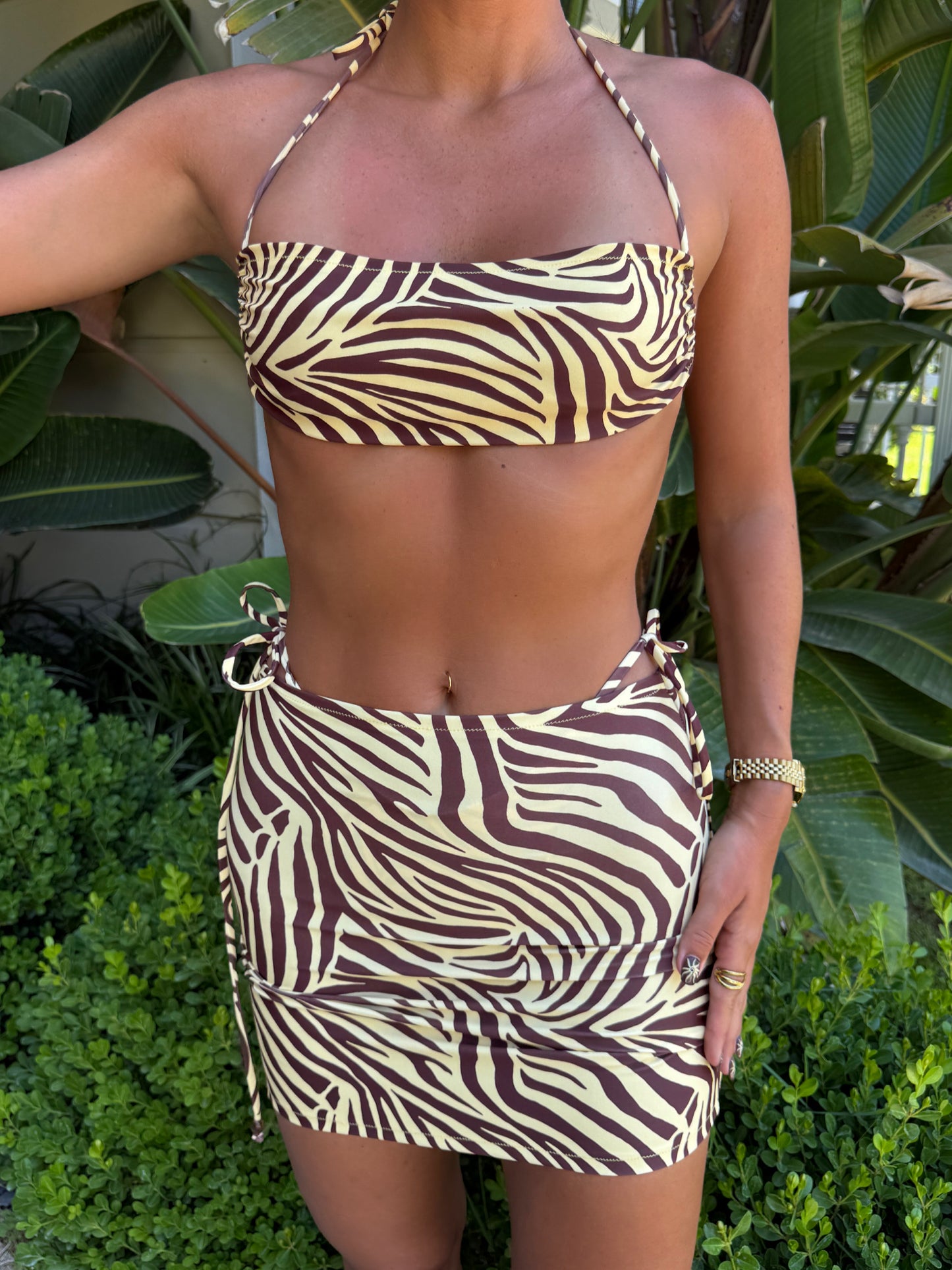 Butter Chocolate Zebra Blue Mini Skirt