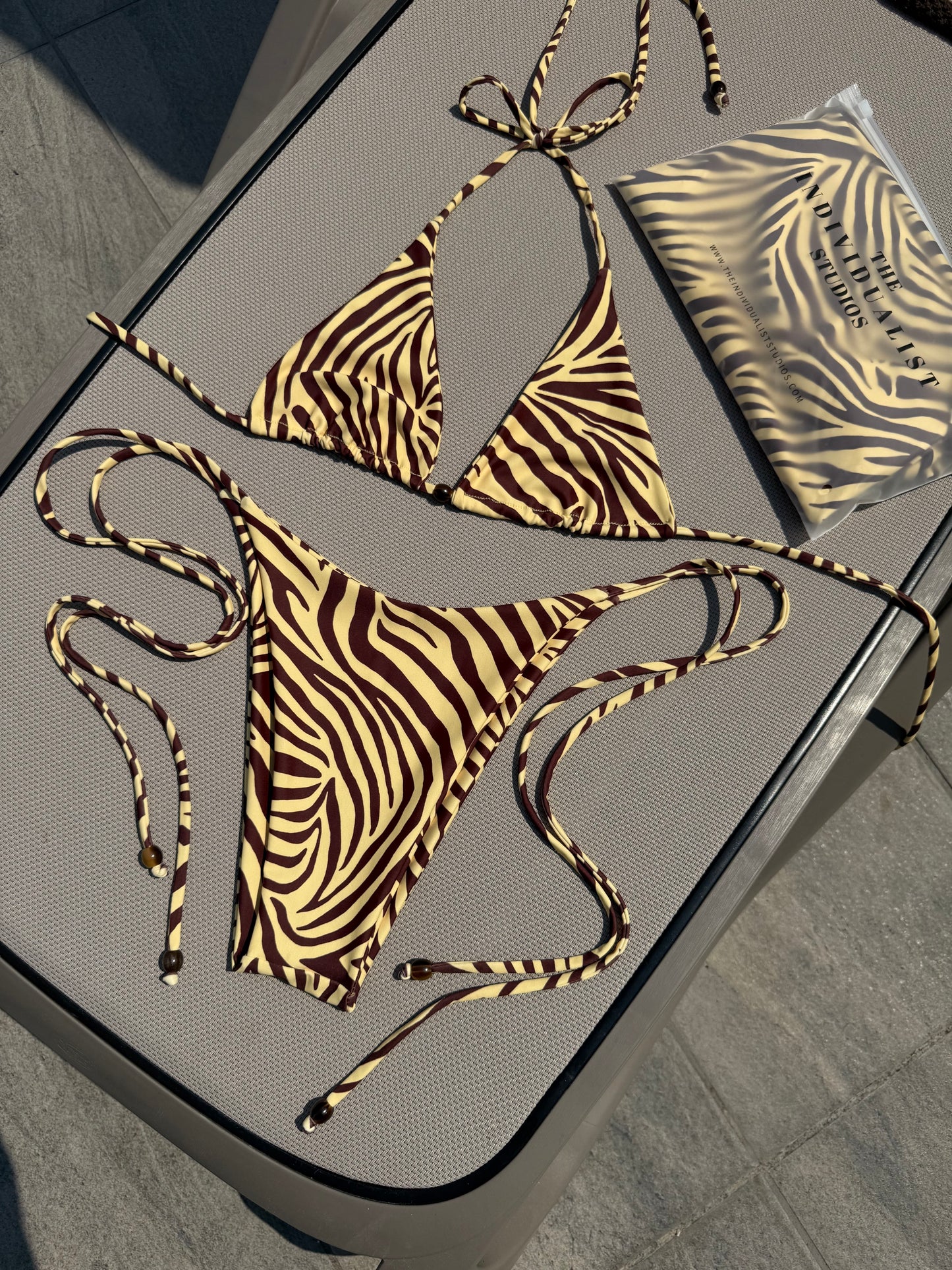 Butter Chocolate Zebra Classic Tie Side Bikini Bottoms