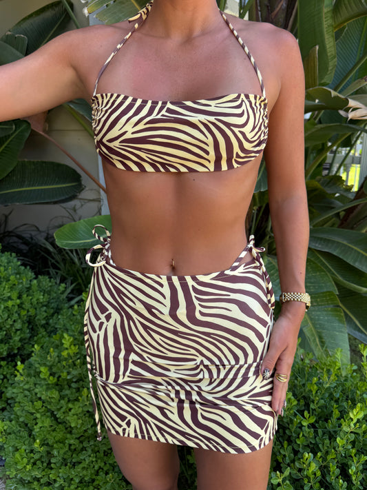 Butter Chocolate Zebra Blue Mini Skirt