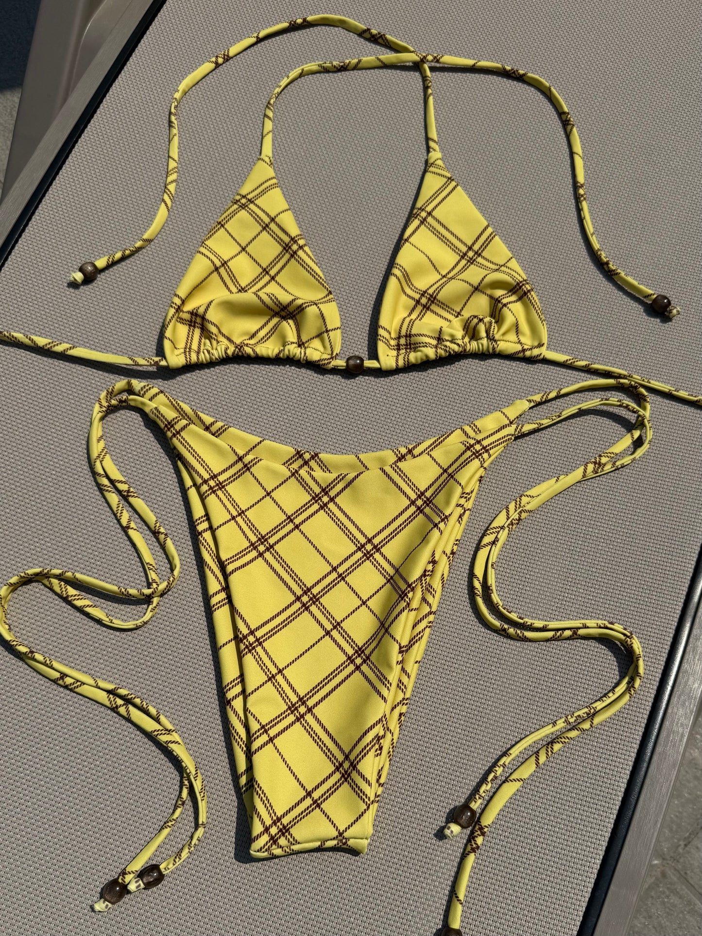 Limoncello Check Classic Bikini Top